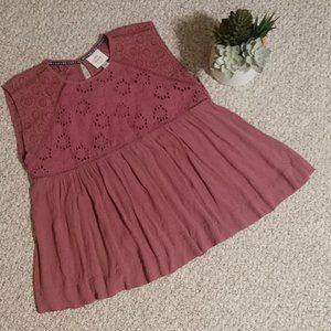 Knox Rose Dark Pink Mauve Trapeze Sleeveless Top